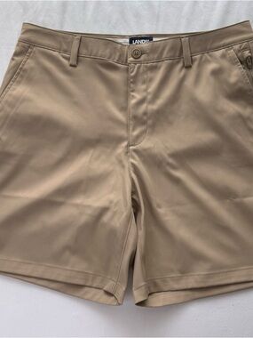 Lands' End Women’s Golf/Walking Flat-Front Performance Shorts Tan Size 12